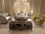 Carving Frame Royal Furniture Set Couch Wood And Fabric Sofa