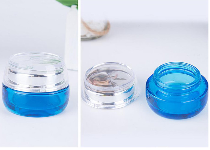 Blue High Grade Glass Toiletry Bottles 30g 50g 40ml 100ml 120ml