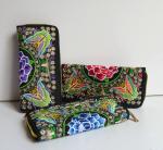 Polybag EN17 Floral Embroidered Purse , 10x2.5x19.5cm Zipper Phone Wallet
