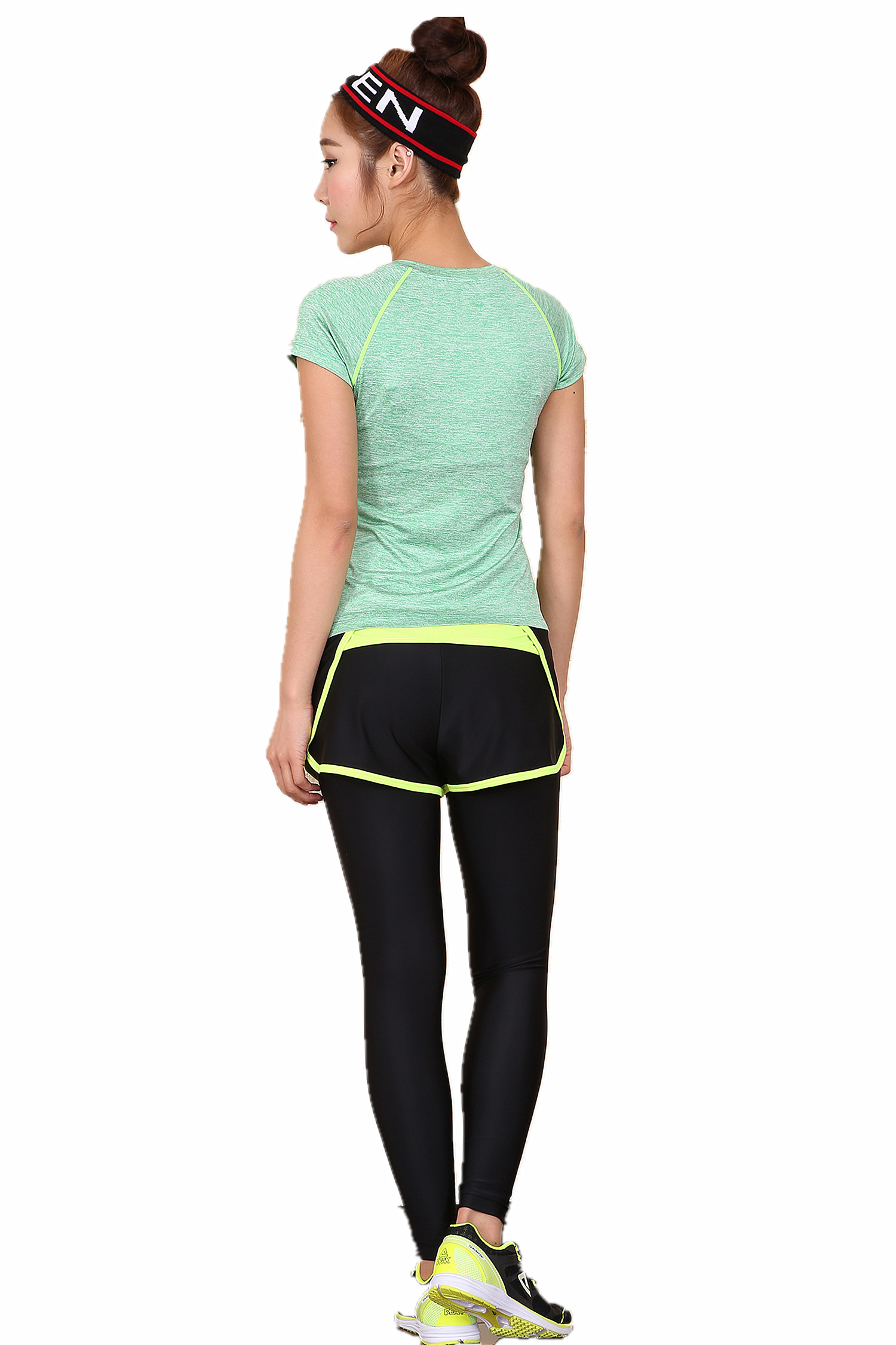 CPG Global Spring Summer Stretched 2 Pieces Sets Short Sleeves Gym Running Sports Shirt with Yoga Pant S41+J01