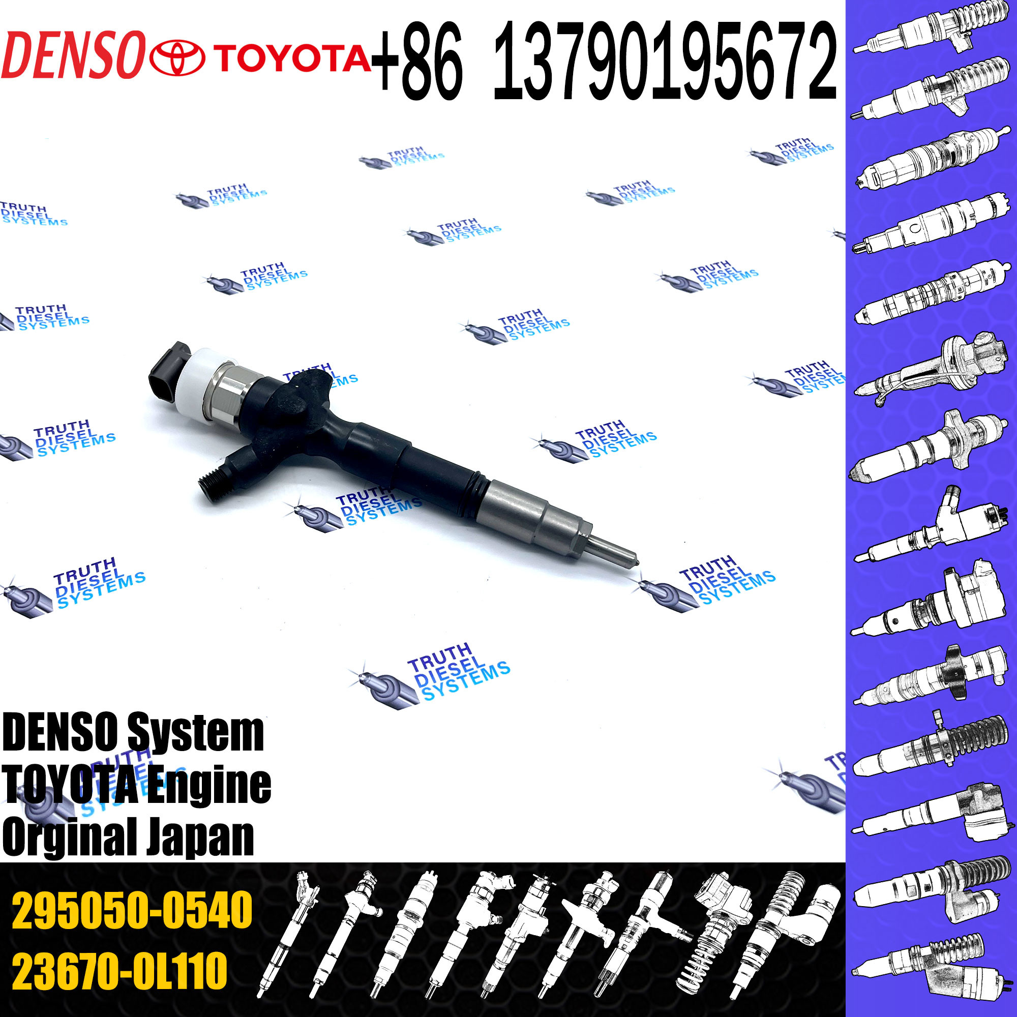 Toyota HILUX VIGO 2KD engine DENSO diesel injector 23670-30310 2367030310 SM295050-0810 295050-0540