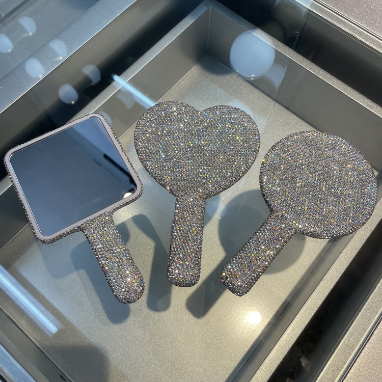 Rhinestone Heart Travel Portable Vanity Mirror Makeup Light Up For Makeup