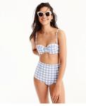 underwire bikini top in oversized matte gingham