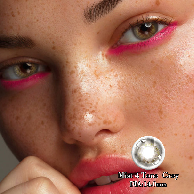 KSSEYE Natural Colored Eye Grey Contact Lens Circle Lenses Non Prescription 14mm
