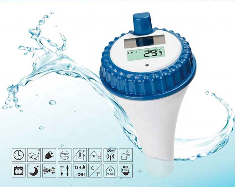 Portable Solar Pool Thermometer With Data Logger Outdoor Temperature Range -40 To 60 °C