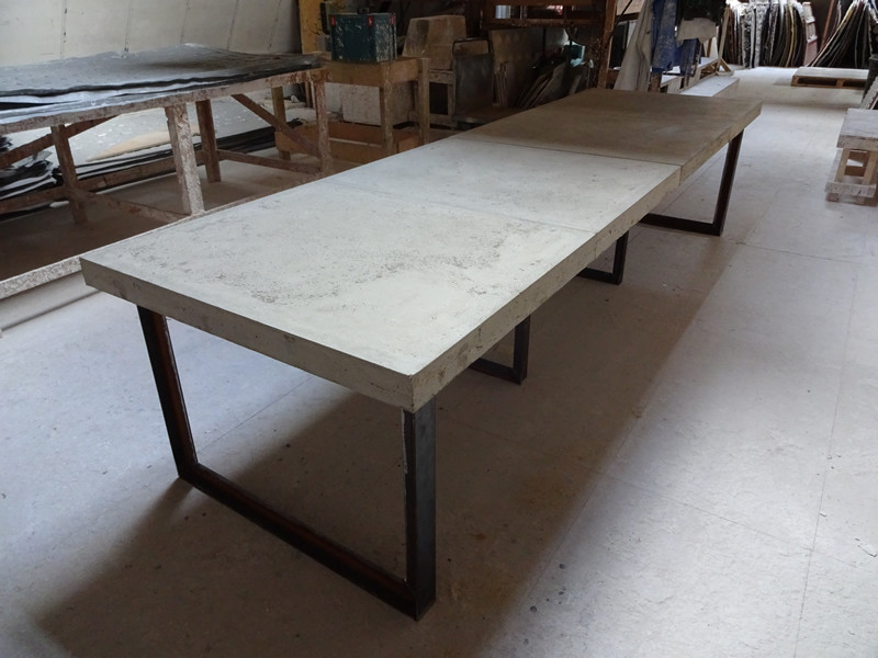 Rectangular Kitchen Chair Set Concrete GRC Dining Table With Bench