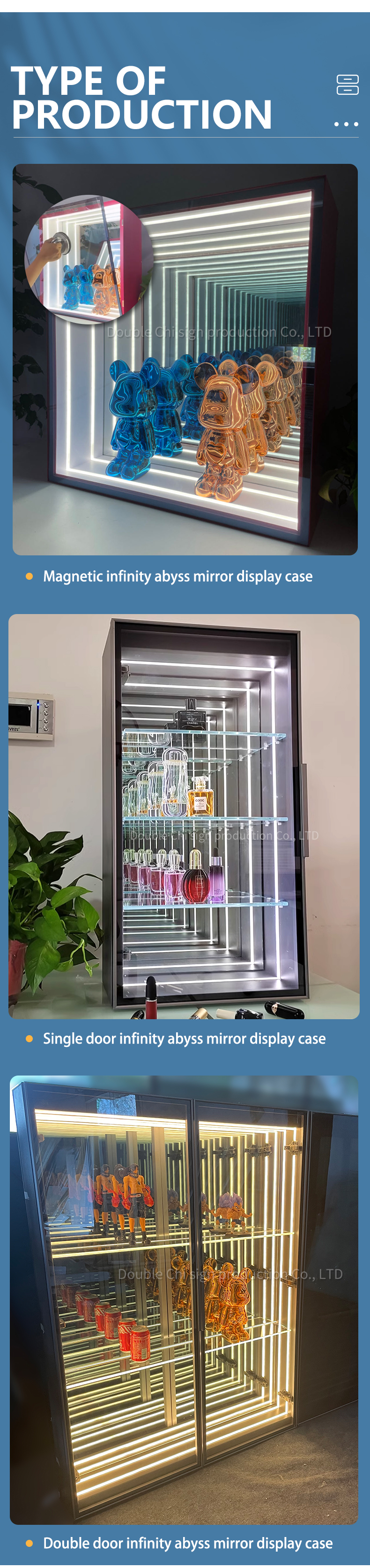 Customized High Brightness LED Light Display Case for Magic Mirror Glass Cake Hat Watch