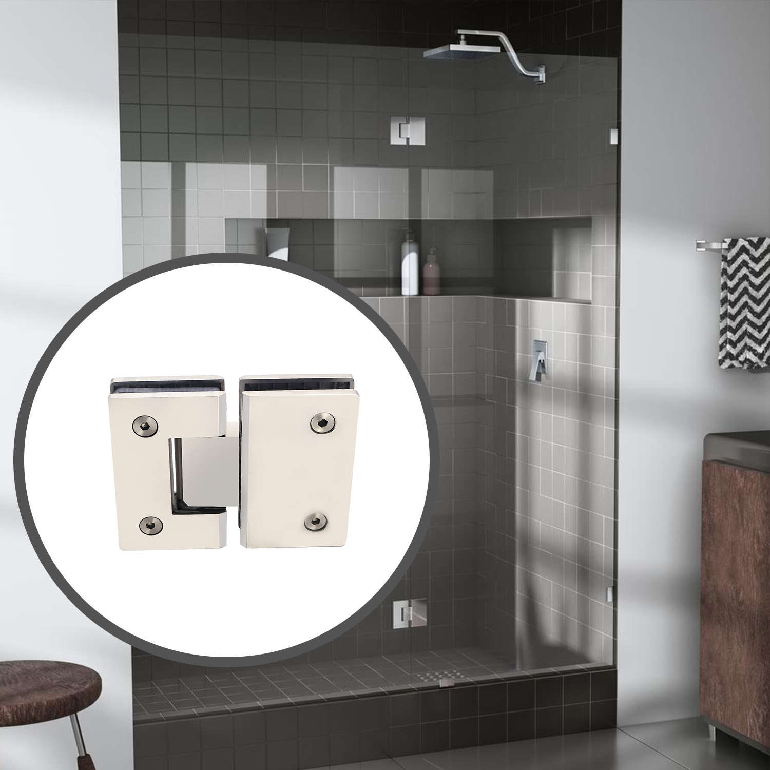 Modern Design Style 135 Degree Glass Hinge for Wall to Glass Shower Matt Black Finish