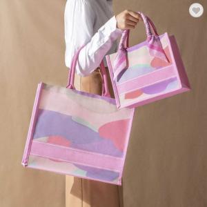 China ODM White Red Linen Printed Jute Bags 16oz Thickness wholesale