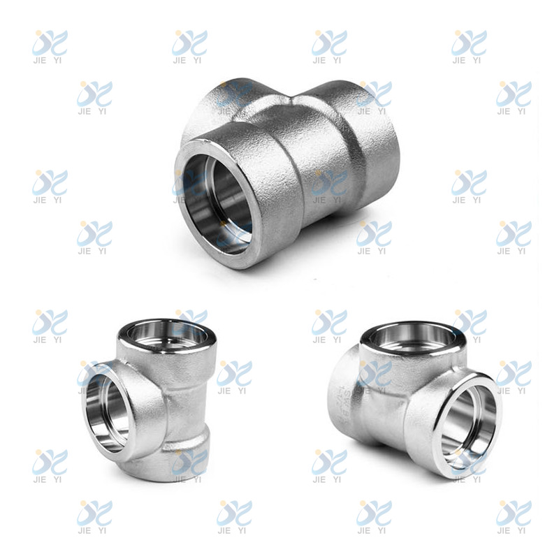 Stainless steel forged high-pressure Tee pipe fittings, Socket Tee elbow
