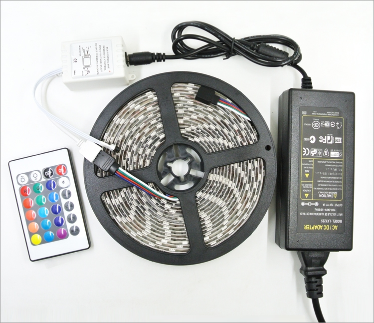 5m 12v 24v 16.4ft 60d waterproof smd 5050 rgb led strip light