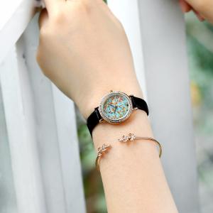 China MOP surface Women'S Quartz Watch Bracelet Gift Set Open Leaf Bracelet wholesale
