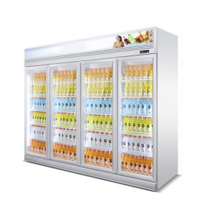 China Commercial 4 Glass Door Vertical Cooler Refrigerator Showcase wholesale