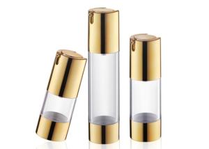 China Matte Silver Acrylic Cosmetic Airless Bottle , 1oz 3oz Gold Lotion Pump Spray Bottle wholesale