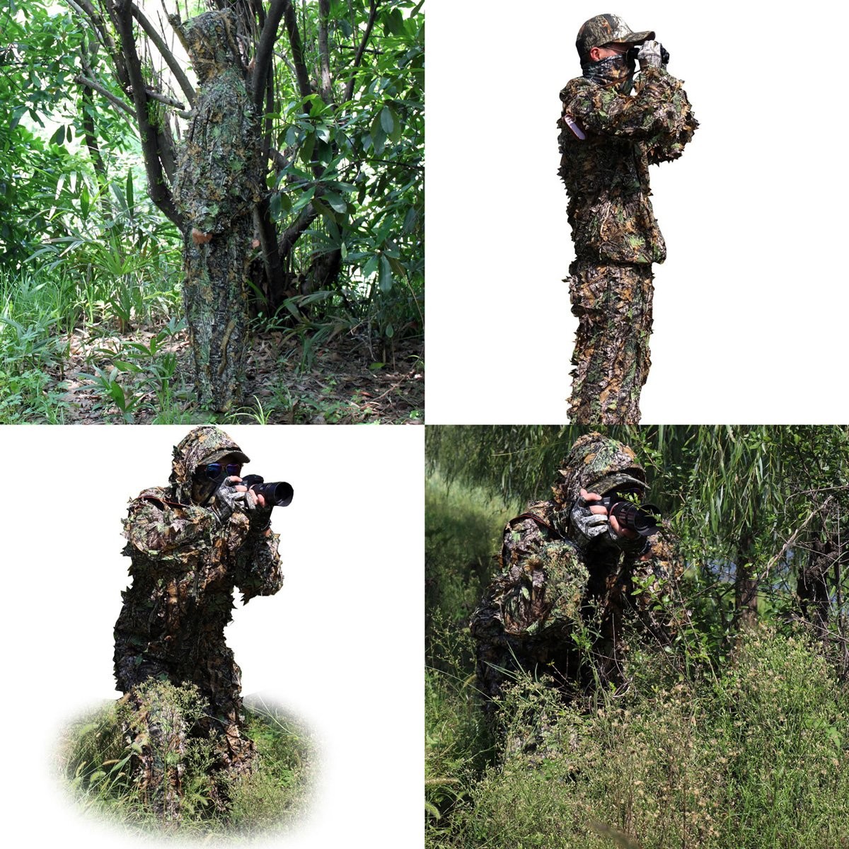 Polyester Woodland Camouflage Ghillie Suit Outdoor Snap 3D Leaf Suits