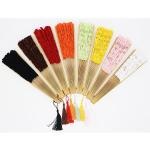 Wedding Cotton Lace Bridal White Lace Spanish Hand Fan Folding with Bamboo