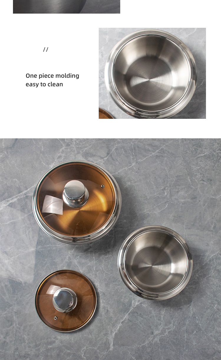Best Selling Kitchen Pots Multiple Sizes Food Grade 18/8 Stainless Steel Soup Stock Pot Rice Cooker Cooking Pot