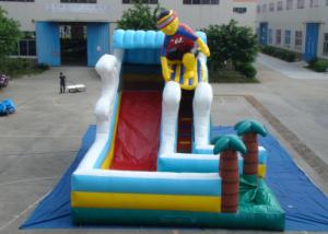 China Surfboard Man Outdoor Inflatable Water Slide , Party Big Blow Up Water Slides wholesale