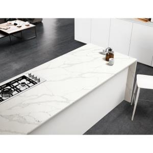 China Prefab Quartz Slabs 126X63'' White Island Quartz Bathroom Countertops wholesale