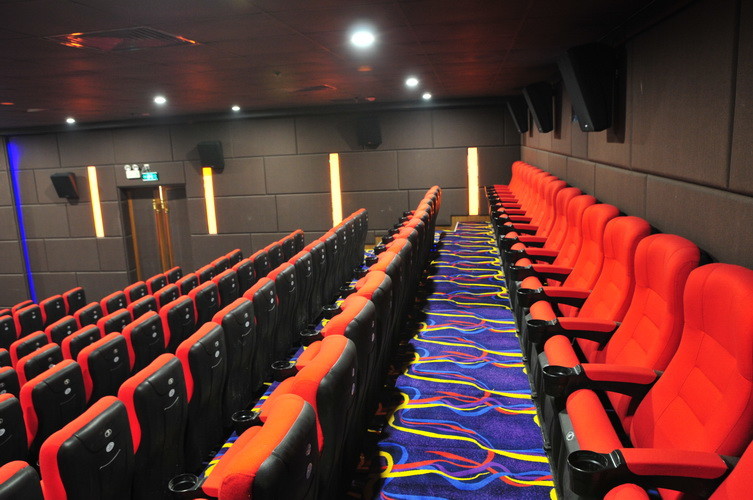 Fire Retardant Quiet Folding Theater Seats Chairs Iron Leg With PU Foam