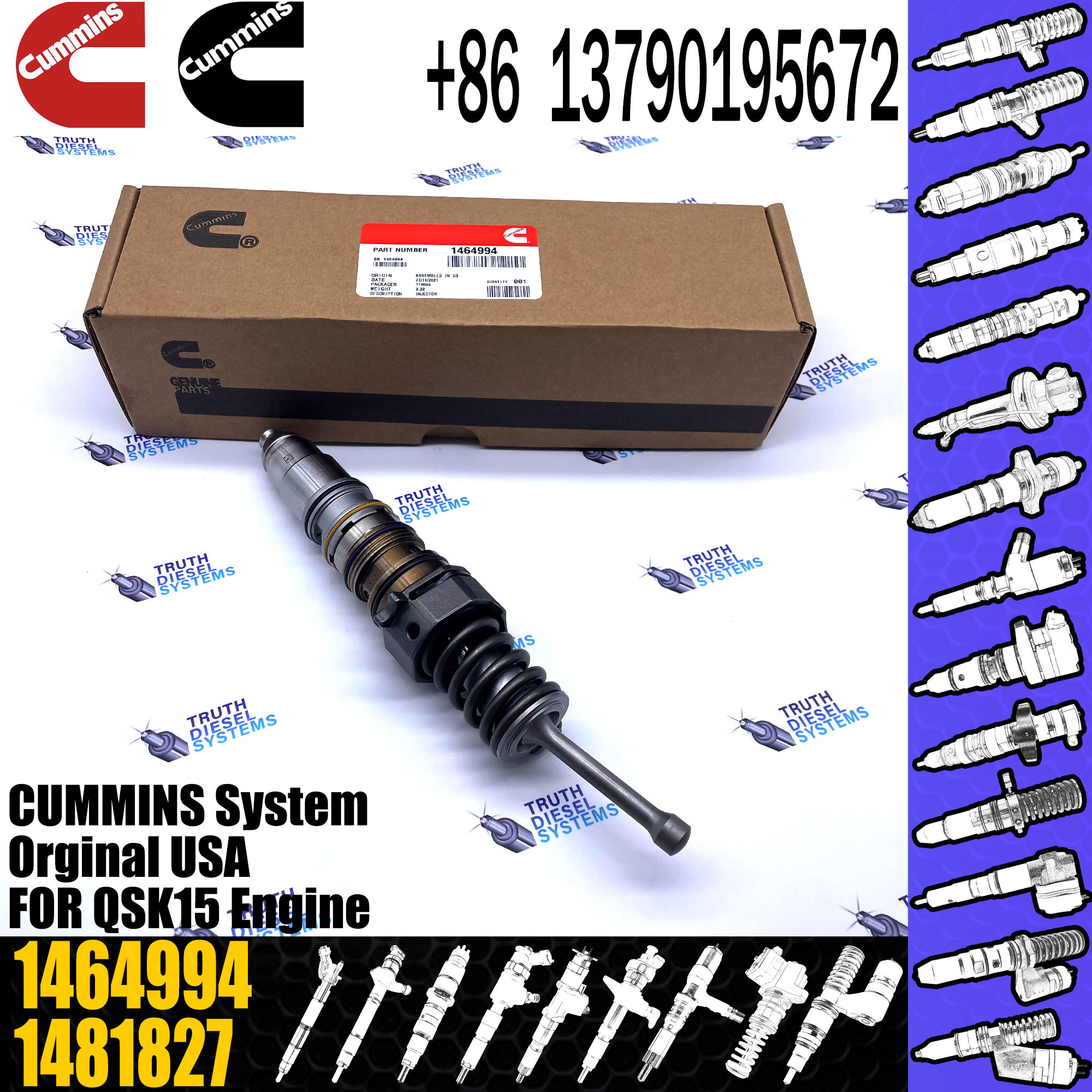 4088725 4902818 Diesel Fuel Injector 4928264 4928260 1464994 For CUMMINS QSX15 ISX15 X15 Engine