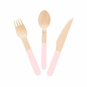 China 160mm Disposable Dyeing Wooden Cutlery Pink Utensils For Party wholesale