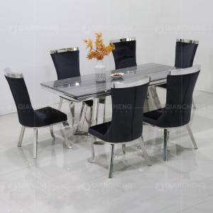 China Luxury Modern 200cm Grey Marble Top Dining Table 78inchx39inchx30inch wholesale