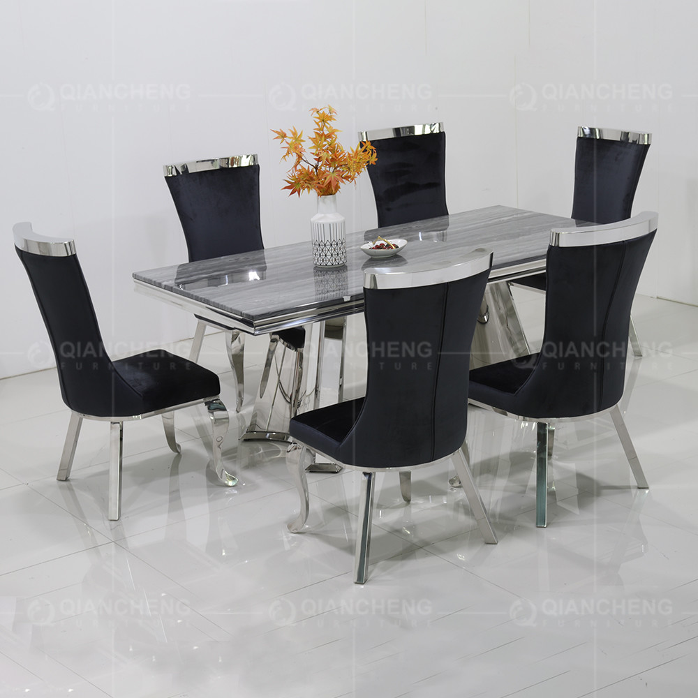 Luxury Modern 200cm Grey Marble Top Dining Table 78inchx39inchx30inch