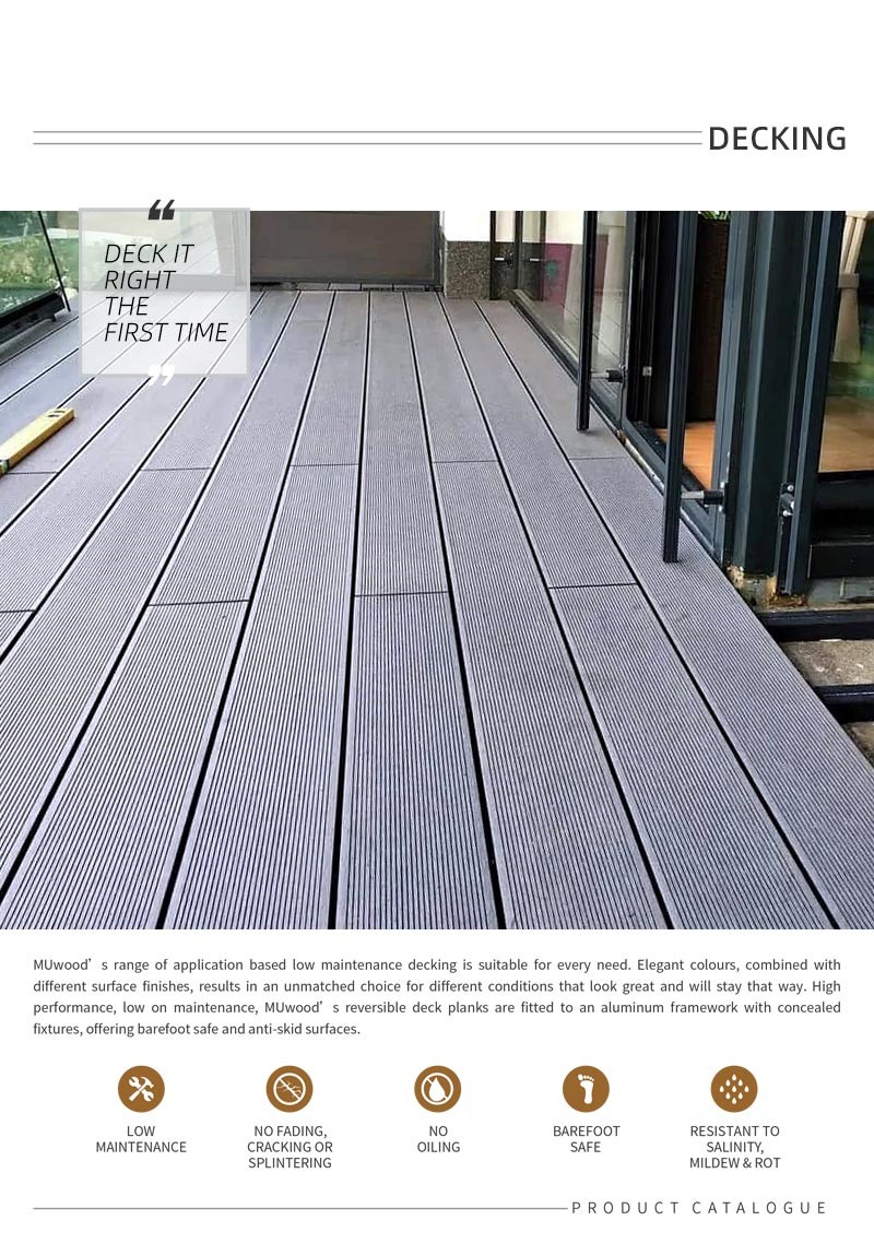 Fireproof Composite WPC Decking Panel UV Resistant for Outdoor Flooring