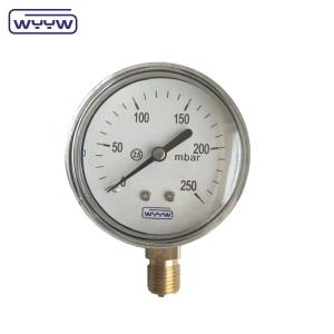 China 63mm stainless steel case bottom mbar kpa bellows pressure gauge wholesale