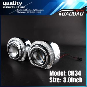 China CH34 3.0inch H1 bixenon hid projector lens light with Single Crystal angel eye wholesale