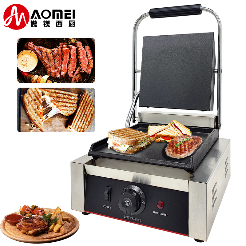 Restaurant Kitchen Hotel Commercial Full Flat Electric Contact Grill with 1800W Power