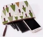 Plane Printing Makeup Canvas Bag , Toiletries fabric zipper bag Cartoon Plant