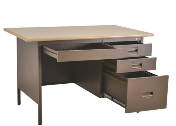 4 Drawer Base Stainless Steel Computer Desk , Wooden Desktop Office Computer