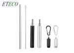 Flexible Reusable Telescopic Straw , Wide Metal Straws With Cleaning Brush
