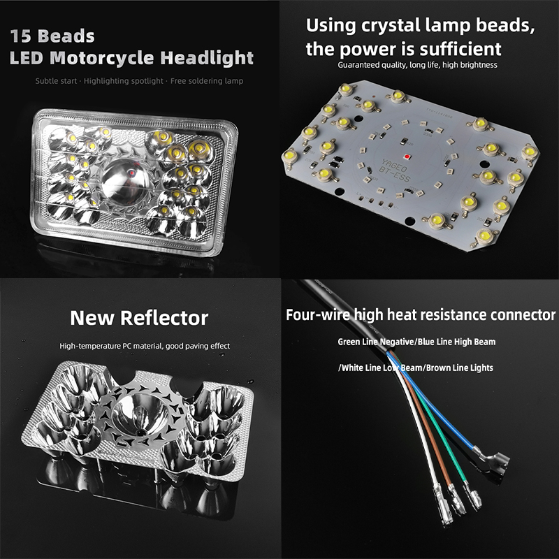 High Power Limit Lumen 18 Beads Motorcycle LED Square Headlight