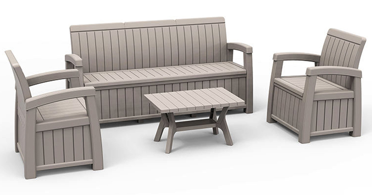 Hotel Outdoor Home Weather-Proof Armchair Plastic 3 Seater Sofa Bench with Storage Box