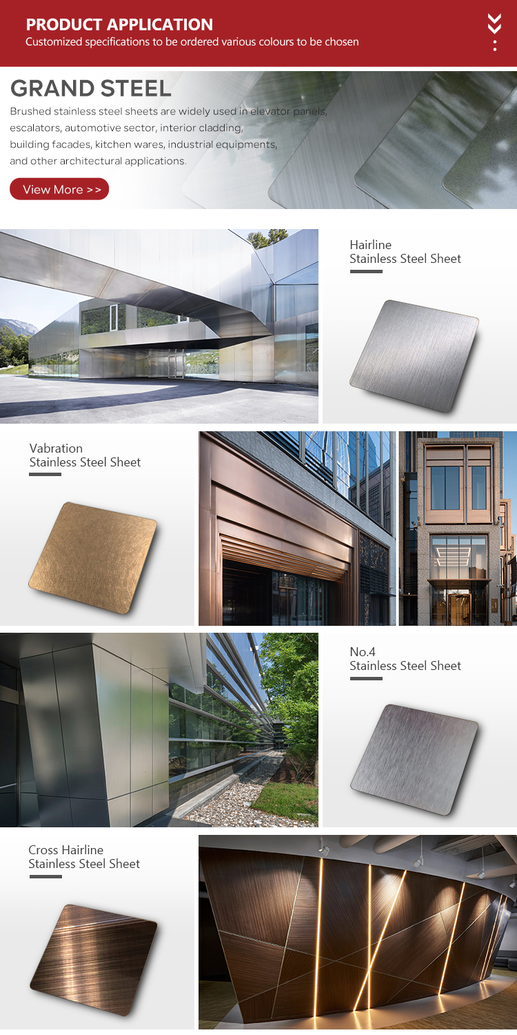 Hairline Finish Anti Fingerprint Stainless Steel Sheet 304 Plate Gold Plated