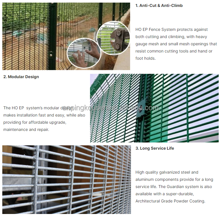 Metal Garden Fence Galvanized and Powder Coated 358 Security Fence Waterproof Fencing