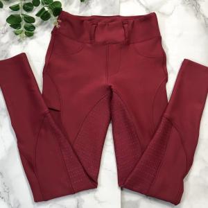 China Red Women Fleece Riding Breeches Horse Riding Brushed Leggings wholesale