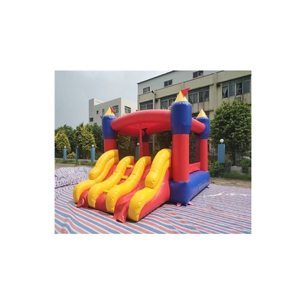 Attractive Three Slide Inflatable Bouncer Combo Pencil Shaped Silk Printing
