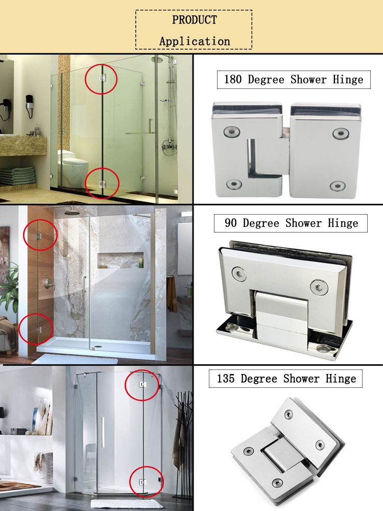 90 Degree Hydraulic Shower Hinge for Normal Bathroom Glass Door in Sliver Aluminium