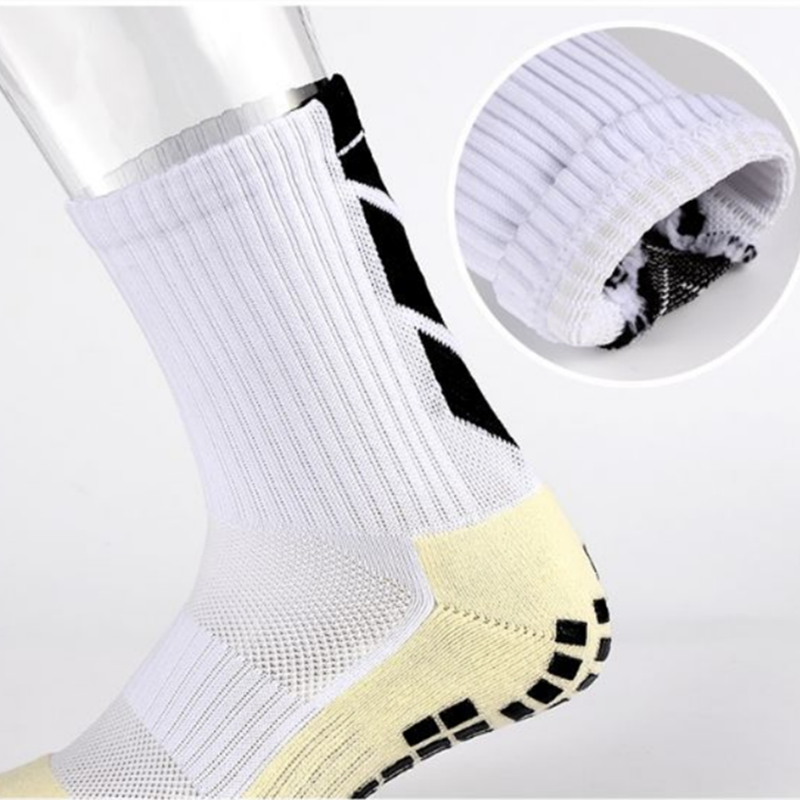 9 Colors Lattice Pattern Long Tube Football Socks for Men Cotton Anti Slip Soccer Socks
