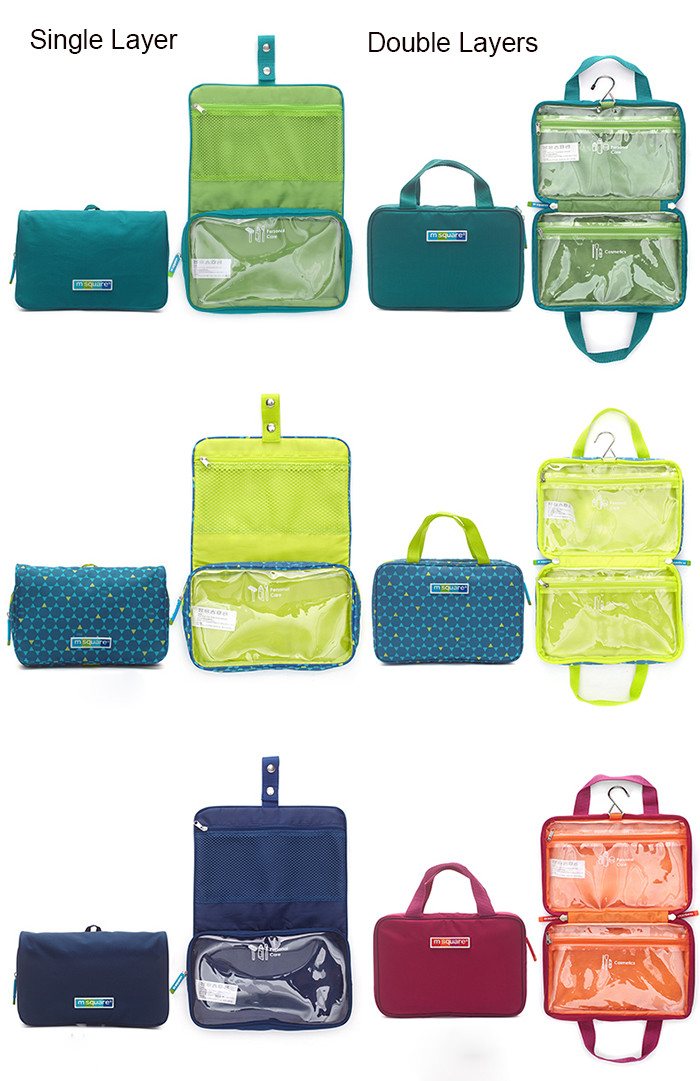 Folding Suspensible Mens Toiletry Bag Double Layer Design PVC Material