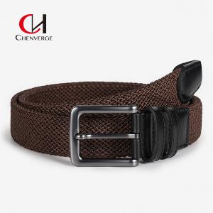 China Woven High End Head Layer Cowhide Elastic Belt Leisure Sports Canvas Belt For Men wholesale