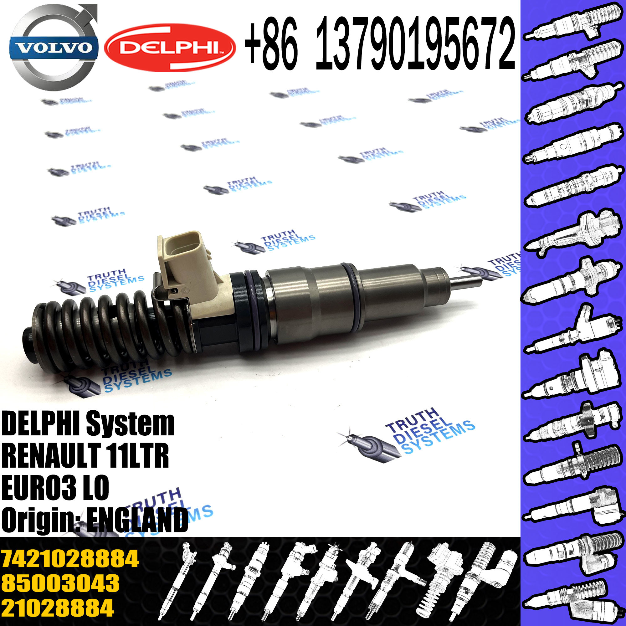 Diesel Engine Fuel Injector 21028884 BEBE4D20001 7421028884 7485003043 85003043 for 11