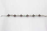 925 Silver Jewellery Quatrefoil Garnet Cubic Zircon Tennis Bracelet (B04RED)