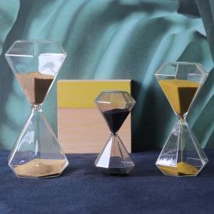 China Gold Glass Hourglass 5 Minutes 15 Minutes 30 Minutes Diamond Hour Glass Free Sample wholesale