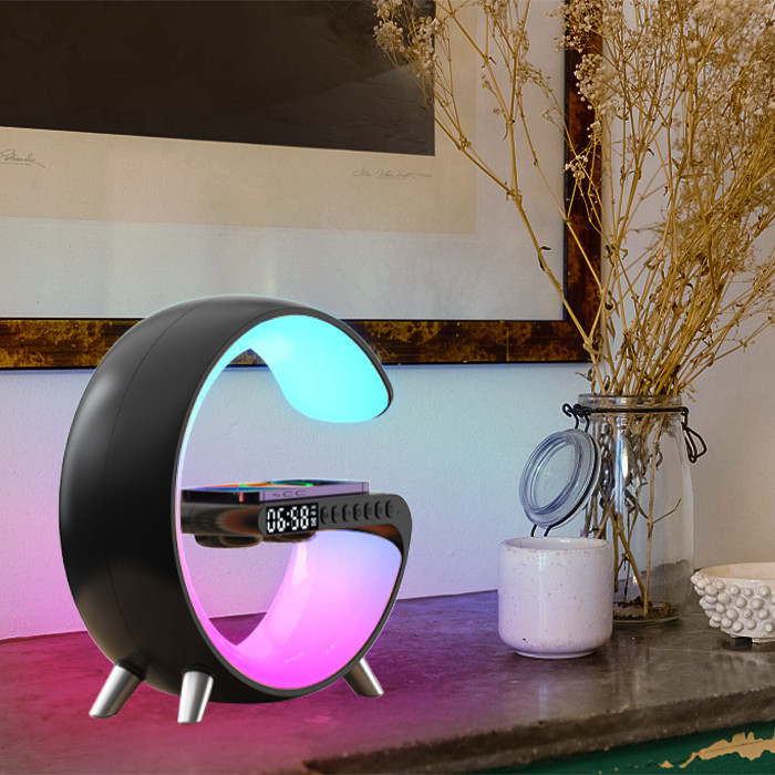 FCC Multicolor G Smart Light Sound Machine Durable G Speaker Lamp With Wireless Charging