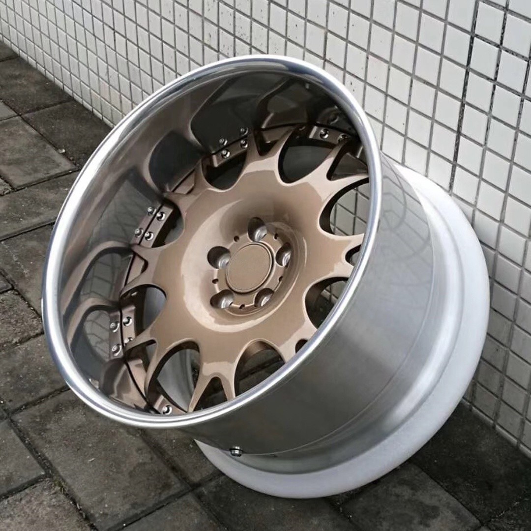 Customized 2 piece 22 inch wheel super deep concave brushed bronze polished lip car rim forged wheels